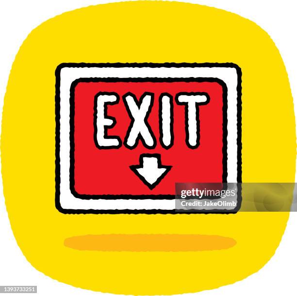 exit doodle 7 - fire drill stock illustrations