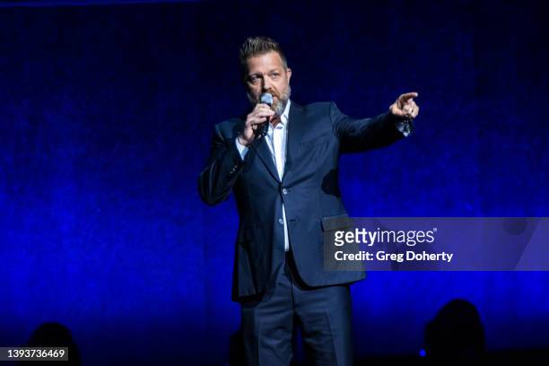 American filmmaker David Leitch speaks onstage at the CinemaCon opening night and Sony Pictures Entertainment presentation during CinemaCon 2022 at...