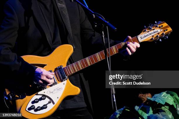 Musician Roger McGuinn, Limited Edition Roger McGuinn Rickenbacker 12 String guitar detail, performs onstage at Lisa Smith Wengler Center for the...