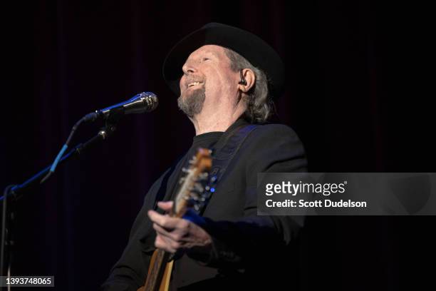 Musician Roger McGuinn, founder of The Byrds, performs onstage at Lisa Smith Wengler Center for the Arts at Pepperdine on April 25, 2022 in Malibu,...