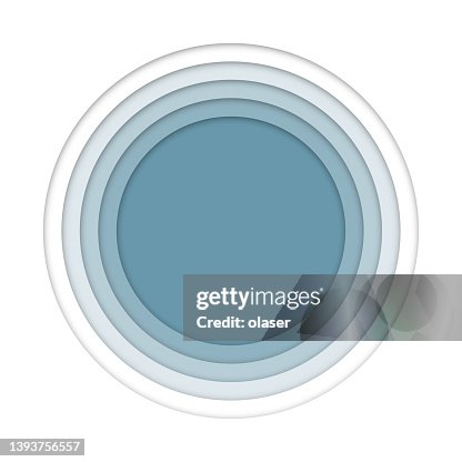 Circle cut out paper, six levels, shades of blue-green with shadow Circle cut out paper, six levels, shades of blue-green with shadow
