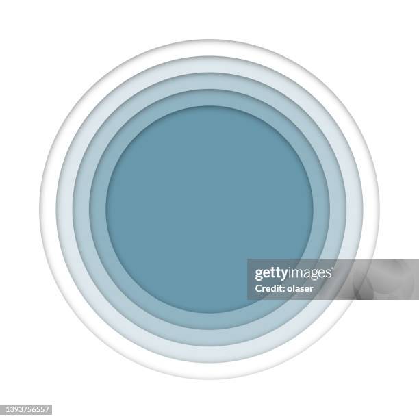 circle cut out paper, six levels, shades of blue-green with shadow - paper art stock illustrations