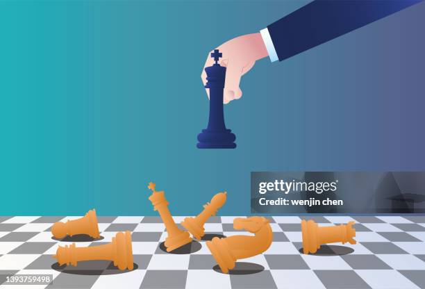 chess game victory, business strategy concept illustration. - 貿易戰 幅插畫檔、美工圖案、卡通及圖標