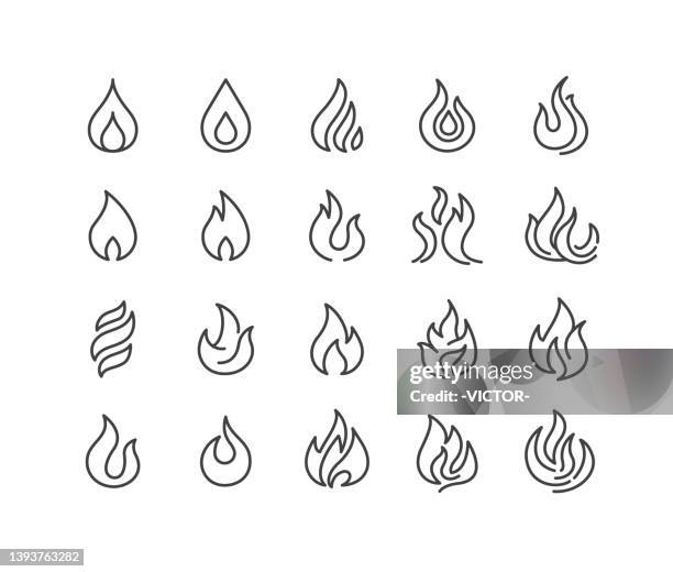 illustrations, cliparts, dessins animés et icônes de icônes de feu - série classic line - feu