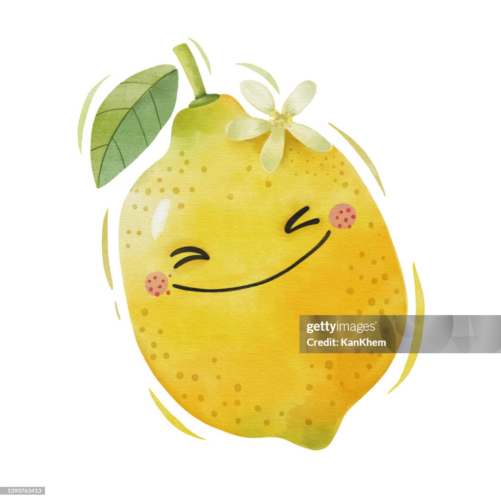 Watercolor Cute Lemon Cartoon Character High-Res Vector Graphic - Getty ...