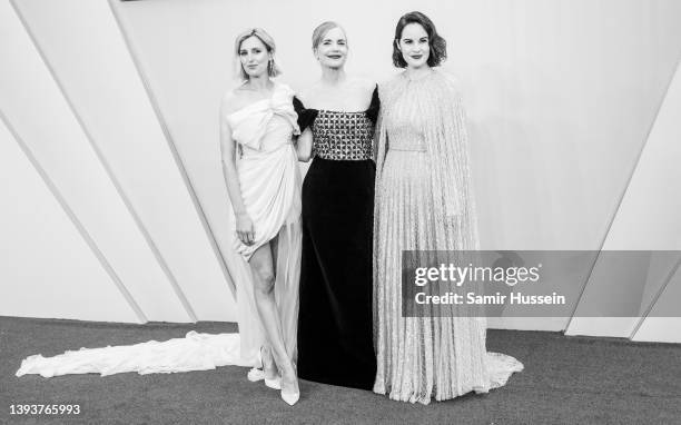 Laura Carmichael, Elizabeth McGovern, Michelle Dockery attends the World Premiere of "Downton Abbey: A New Era" at Cineworld Leicester Square on...