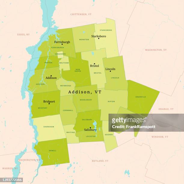 vt addison vector map green - addison county stock illustrations