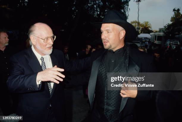 American composer, conductor and pianist John Williams and American singer and songwriter Garth Brooks attend the Hollywood Bowl Hall of Fame...