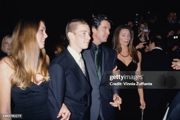 Charlotte Harris , American actor Sean Brosnan, Irish actor Pierce Brosnan and his partner, American journalist Keely Shaye Smith attend the Los...