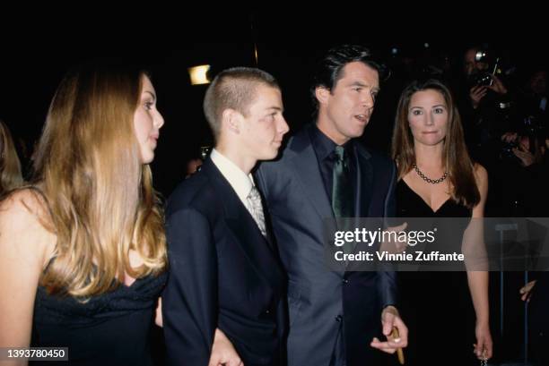 Charlotte Harris , American actor Sean Brosnan, Irish actor Pierce Brosnan and his partner, American journalist Keely Shaye Smith attend the Los...