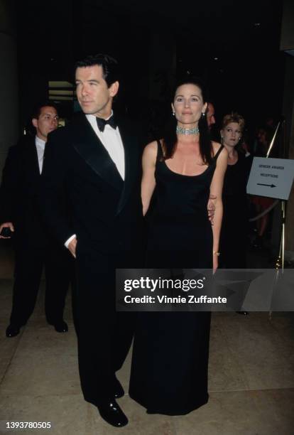 Irish actor Pierce Brosnan and his partner, American journalist Keely Shaye Smith attend the Ark Trust's 10th Annual Genesis Awards, held at the...