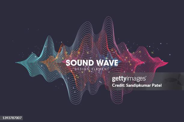 illustrazioni stock, clip art, cartoni animati e icone di tendenza di onde sonore. effetto dinamico. illustrazione vettoriale con particella. - sound