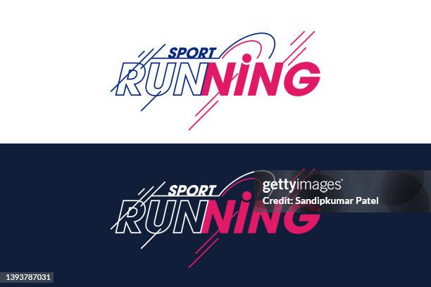 illustrazioni stock, clip art, cartoni animati e icone di tendenza di icona di sport running - carattere tipografico