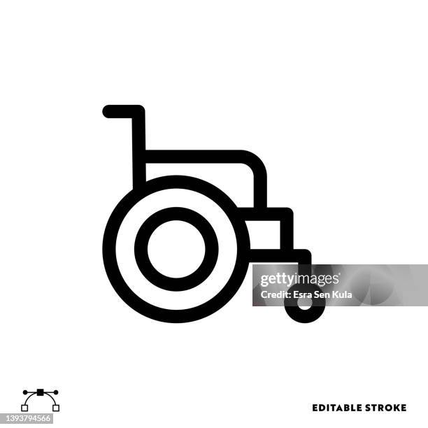 ilustrações de stock, clip art, desenhos animados e ícones de wheelchair icon design with editable stroke. suitable for web page, mobile app, ui, ux and gui design. - acesso para cadeiras de rodas