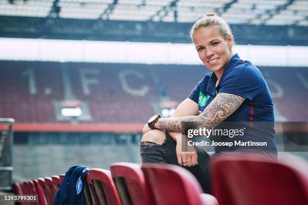 Isabel Kerschowski of 1. FFC Turbine Potsdam poses for a photo during the Women's DFB Cup Final - Finalists Talk at RheinEnergieStadion on April 26,...