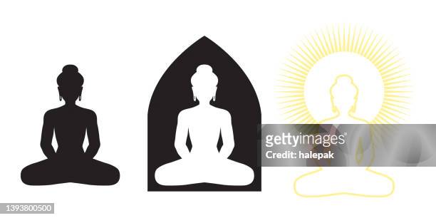 illustrazioni stock, clip art, cartoni animati e icone di tendenza di sagome di buddha - induismo