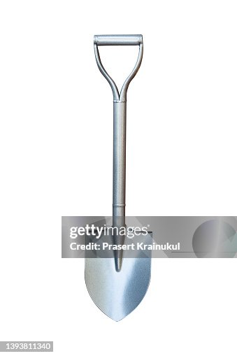 Silver shovel isolated with clipping path on white background Silver shovel isolated with clipping path on white background