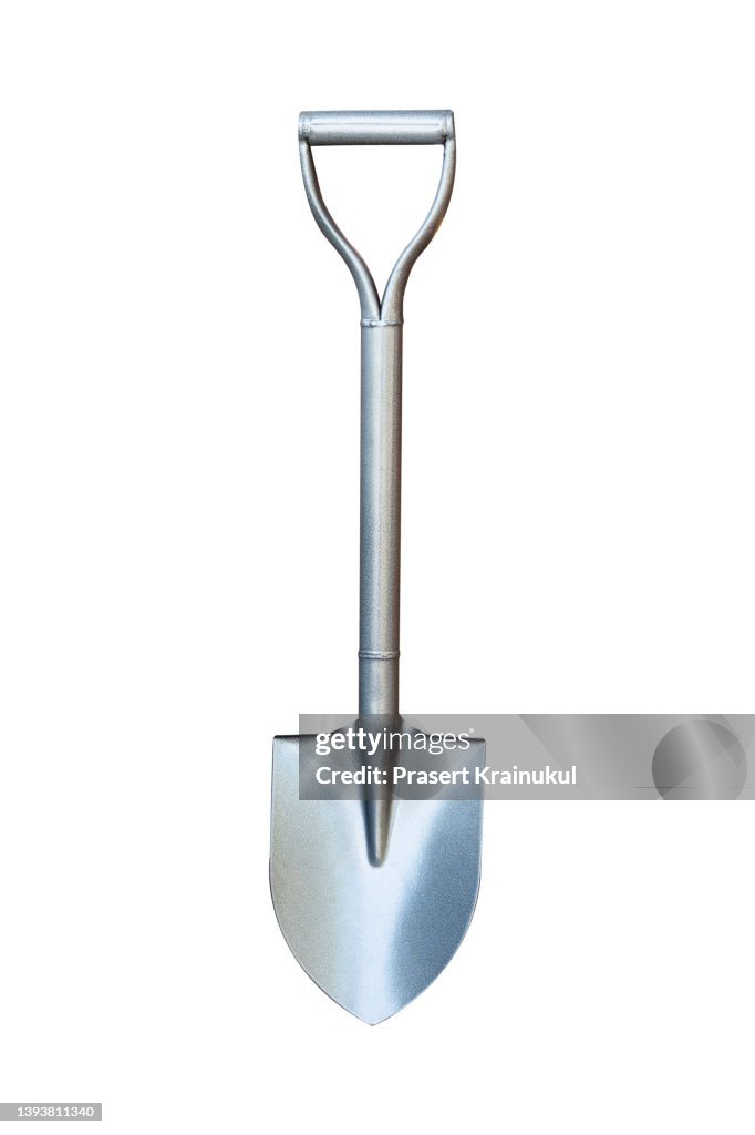 Silver shovel isolated with clipping path on white background