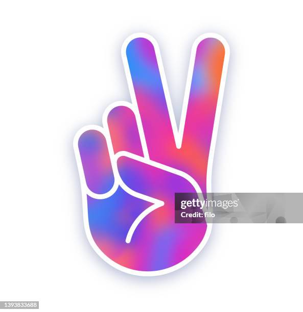 regenbogen friedenszeichen hand - schlichtung stock-grafiken, -clipart, -cartoons und -symbole