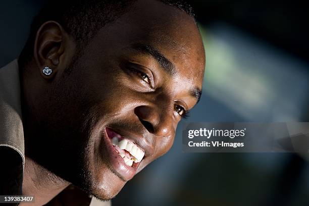 Benni McCarthy of Blackburn Rovers poses during a portrait session on April 23 Netherlands