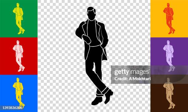 icon of a man dressed in a suit - orange tie stock illustrations