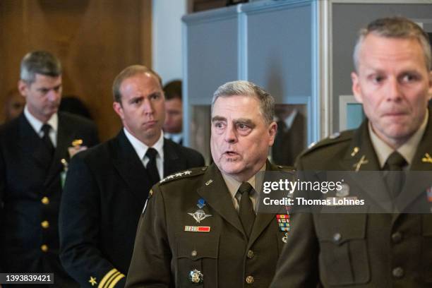 General Mark A. Milley leaves after the Ukraine Security Consultative Group meeting at Ramstein air base on April 26, 2022 in Ramstein-Miesenbach,...