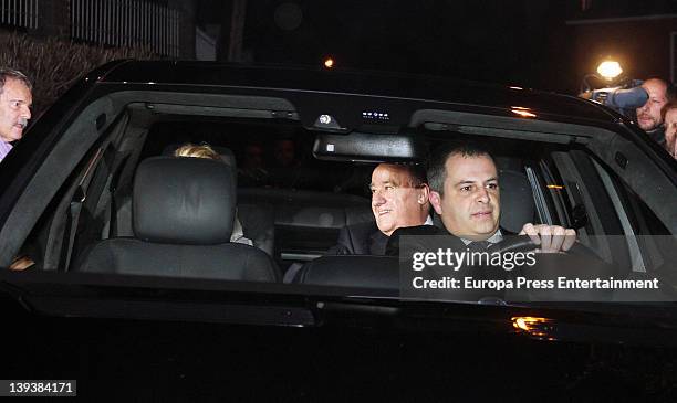 Amancio Ortega arrives by car at Marta Ortega and Sergio Alvarez Wedding at Pazo de Anceis on February 18, 2012 in A Coruna, Spain.