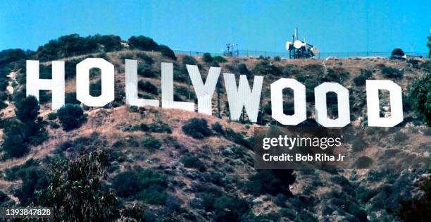 View of Hollywood Sign on hillside, July 24, 1984 in Los Angeles, California.