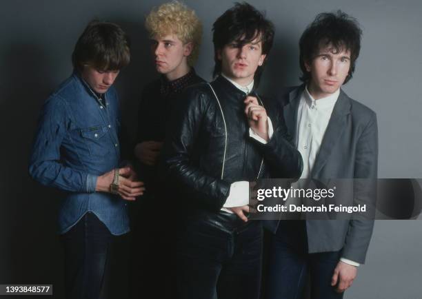 Deborah Feingold/Corbis via Getty Images) Portrait of the members of Irish Rock group U2, New York, New York, 1981. Pictured are, from left, Larry...