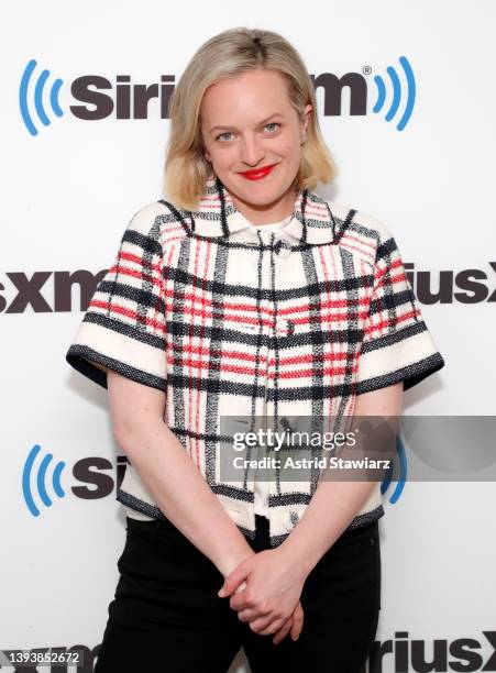 Actress Elisabeth Moss visits the SiriusXM Studio on April 26, 2022 in New York City.