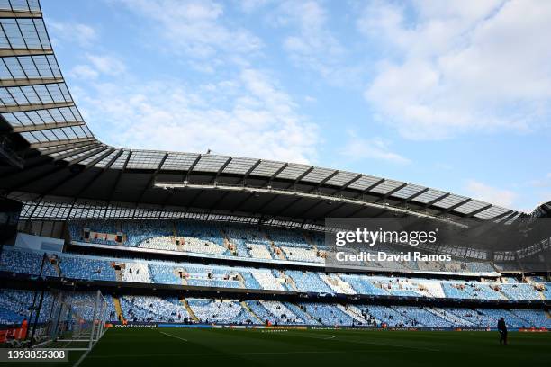 General view inside the stadium prior to the UEFA Champions League Semi Final Leg One match between Manchester City and Real Madrid at Etihad Stadium...