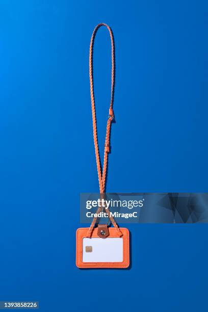 blank smart card id badge with lanyard - leather strap stock pictures, royalty-free photos & images