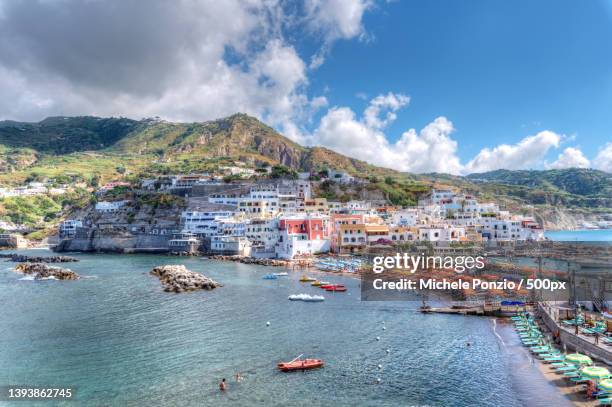 landscape with sant angelo fishing village,coast of ischia,italy,ischia,salerno - ilha de ischia imagens e fotografias de stock