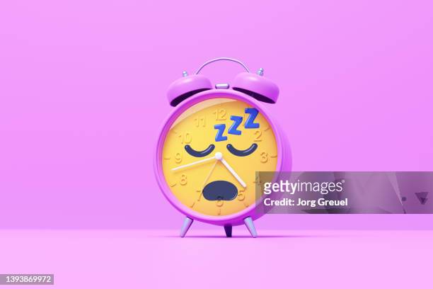 sleeping emoji alarm clock - alarm clock stock-fotos und bilder