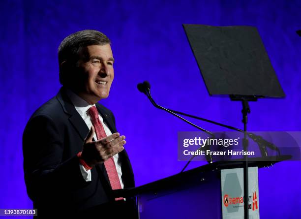 Charles Rivkin, Chairman and Chief Executive Officer of the Motion Picture Association speaks onstage during CinemaCon 2022 - The State of the...