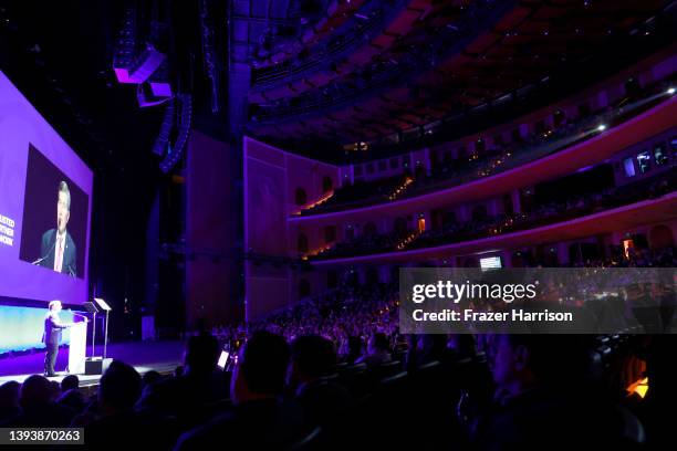 Charles Rivkin, Chairman and Chief Executive Officer of the Motion Picture Association speaks onstage during CinemaCon 2022 - The State of the...