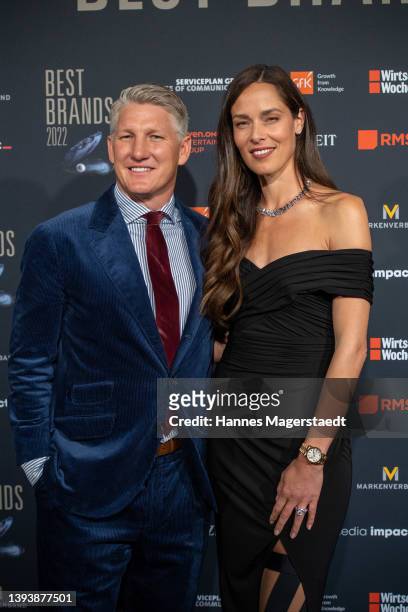 Bastian Schweinsteiger and his wife Ana Ivanović attend the Best Brands Awards at Hotel Bayerischer Hof on April 26, 2022 in Munich, Germany.