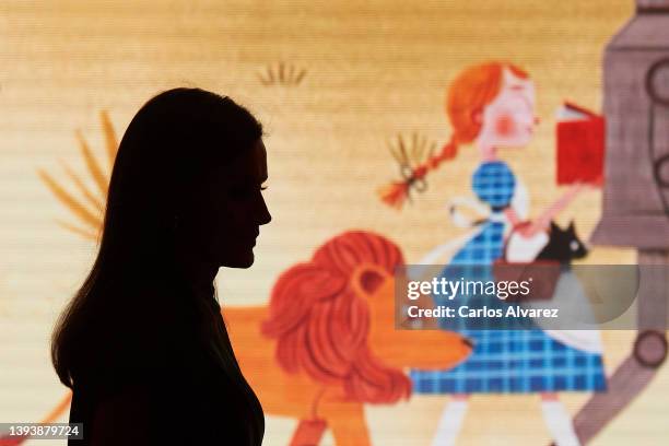 Queen Letizia of Spain attends the 'Gran Angular' and 'El Barco De Vapor' youth literature awards at the Green Patio space on April 26, 2022 in...