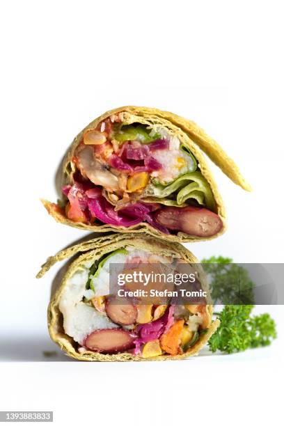 grilled burritos wrap with vegetable - falafel stock pictures, royalty-free photos & images