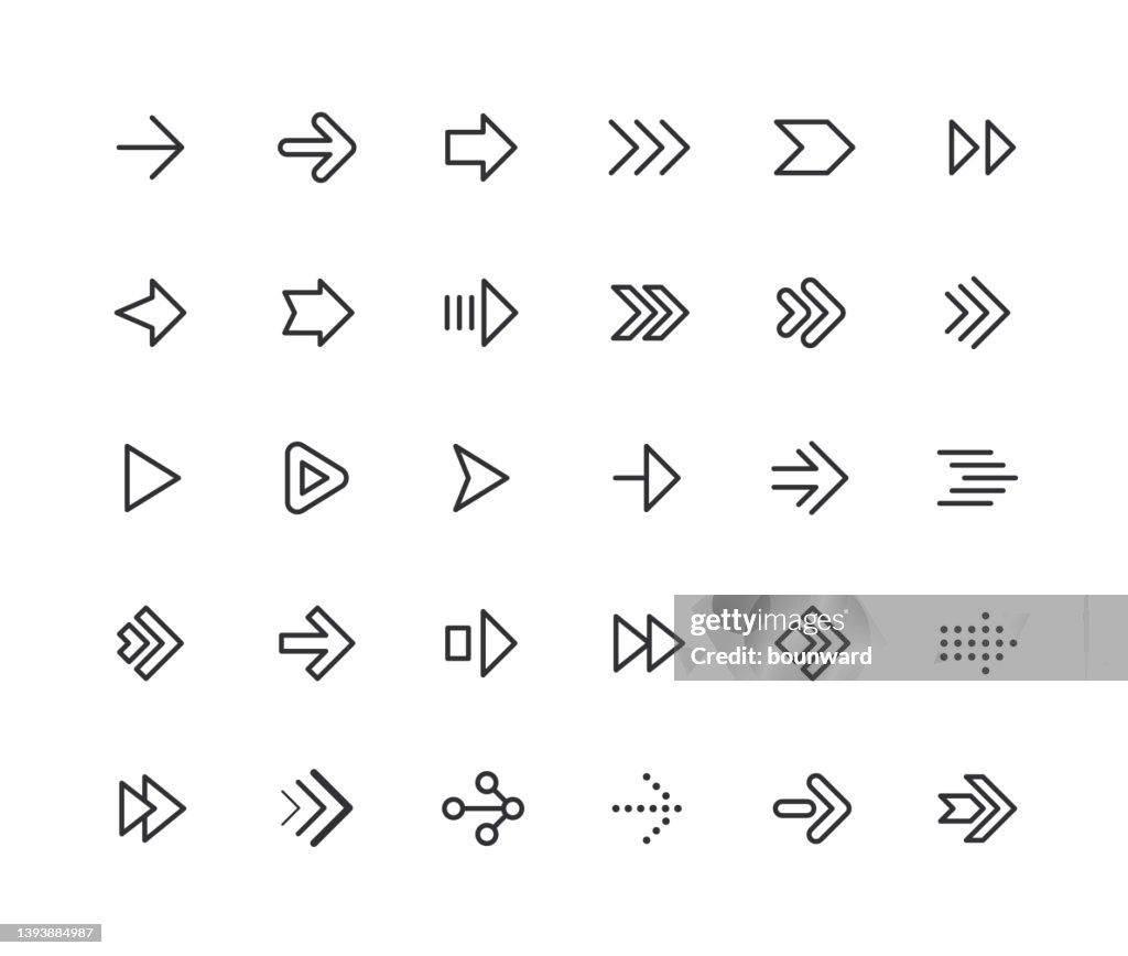 Arrow Line Icons Editable Stroke
