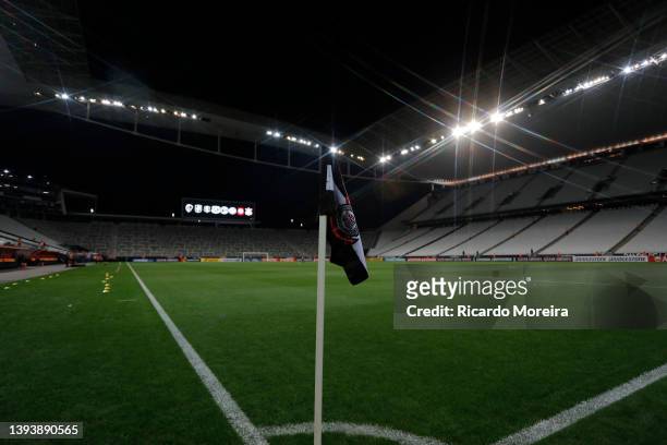 General view of Neo Química Arena before a match between Corinthians and Boca Juniors as part of Group E of Copa CONMEBOL Libertadores 2022 on April...