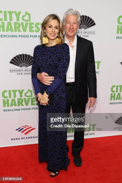 Alejandra Silva and Richard Gere attend the 2022 City Harvest "Red Supper Club" Fundraising Gala at Cipriani 42nd Street on April 26, 2022 in New...