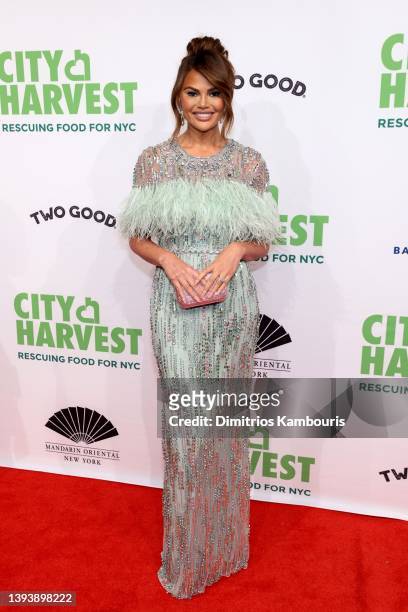 Chrissy Teigen attends the City Harvest Presents The 2022 Gala: Red Supper Club at Cipriani 42nd Street on April 26, 2022 in New York City.