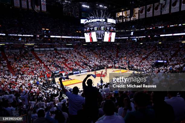 General view during the first half between the Miami Heat and the Atlanta Hawks in Game Five of the Eastern Conference First Round at FTX Arena on...