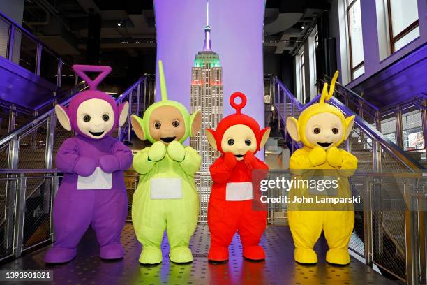 Tinky-Winky, Dipsy, Po and Laa-Laa attend as the Teletubbies celebrate their 25th anniversary with the Lighting of the Iconic Empire State Building...