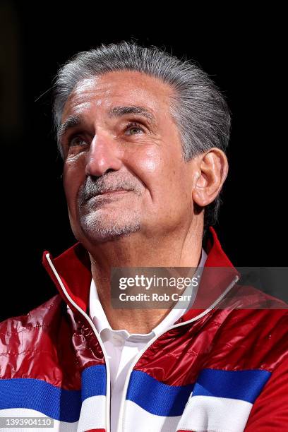 Washington Capitals owner Ted Leonsis looks on during a ceremony honoring Alex Ovechkin for becoming third all time in goals scored in the NHL before...