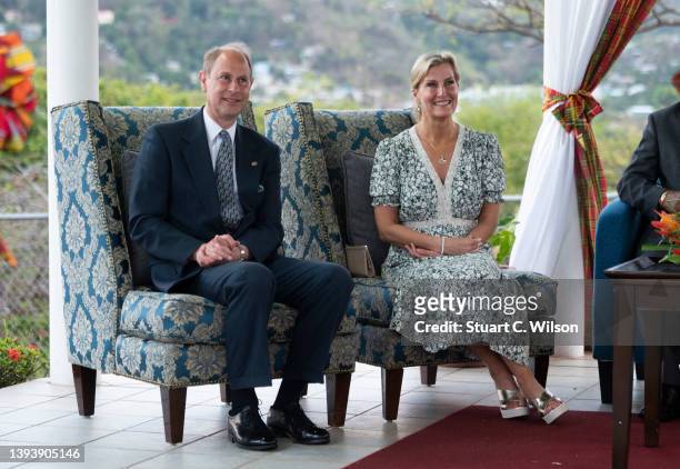 Sophie, Countess of Wessex and Prince Edward, Earl of Wessex attend a Duke Of Edinburgh Awards ceremony at the Prime Minister's residence on April...