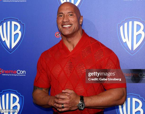 Actor Dwayne "The Rock" Johnson attends Warner Bros. Pictures "The Big Picture" presentation at Caesars Palace during CinemaCon 2022, the official...