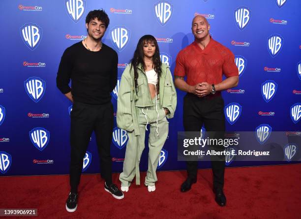 Noah Centineo, Quintessa Swindell and Dwayne Johnson attend CinemaCon 2022 - Warner Bros. Pictures “The Big Picture” Presentation at The Colosseum at...