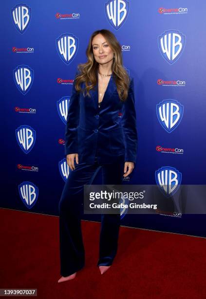 Director and actress Olivia Wilde attends Warner Bros. Pictures "The Big Picture" presentation at Caesars Palace during CinemaCon 2022, the official...